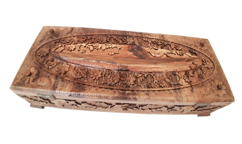 Wood Carving Box (Fox Escape) - Iranian Monabat Kari Box (Fox Escape)