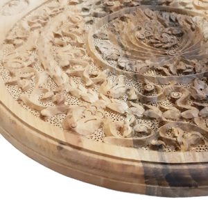 Iranian Oval Wood Carving Wall Clock
